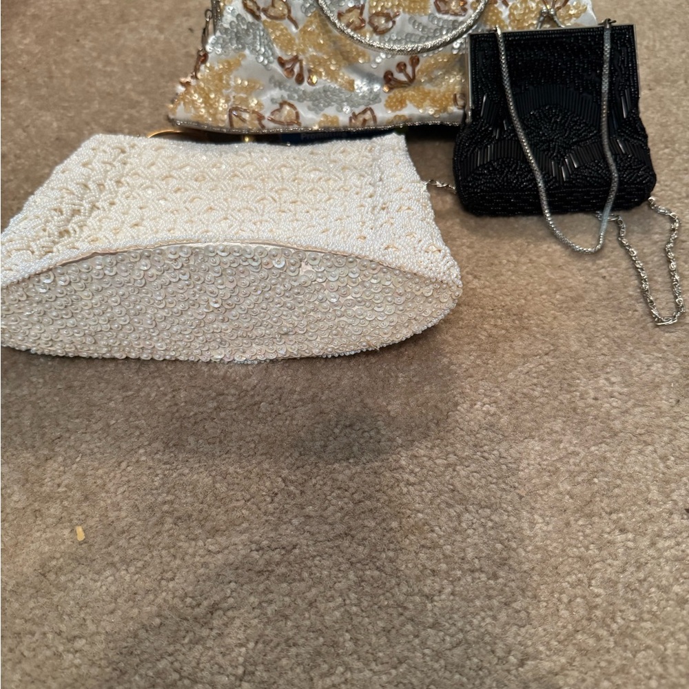 Multiples White and Black Beaded Mini Bags